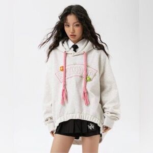 Aelfric Eden Cream Hoodie with Pink Details